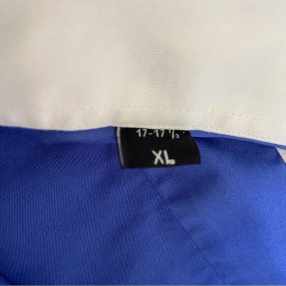 Mr.Smith men dress button up shirt blue white collar long sleeve 100% cotton XL - Picture 9 of 12